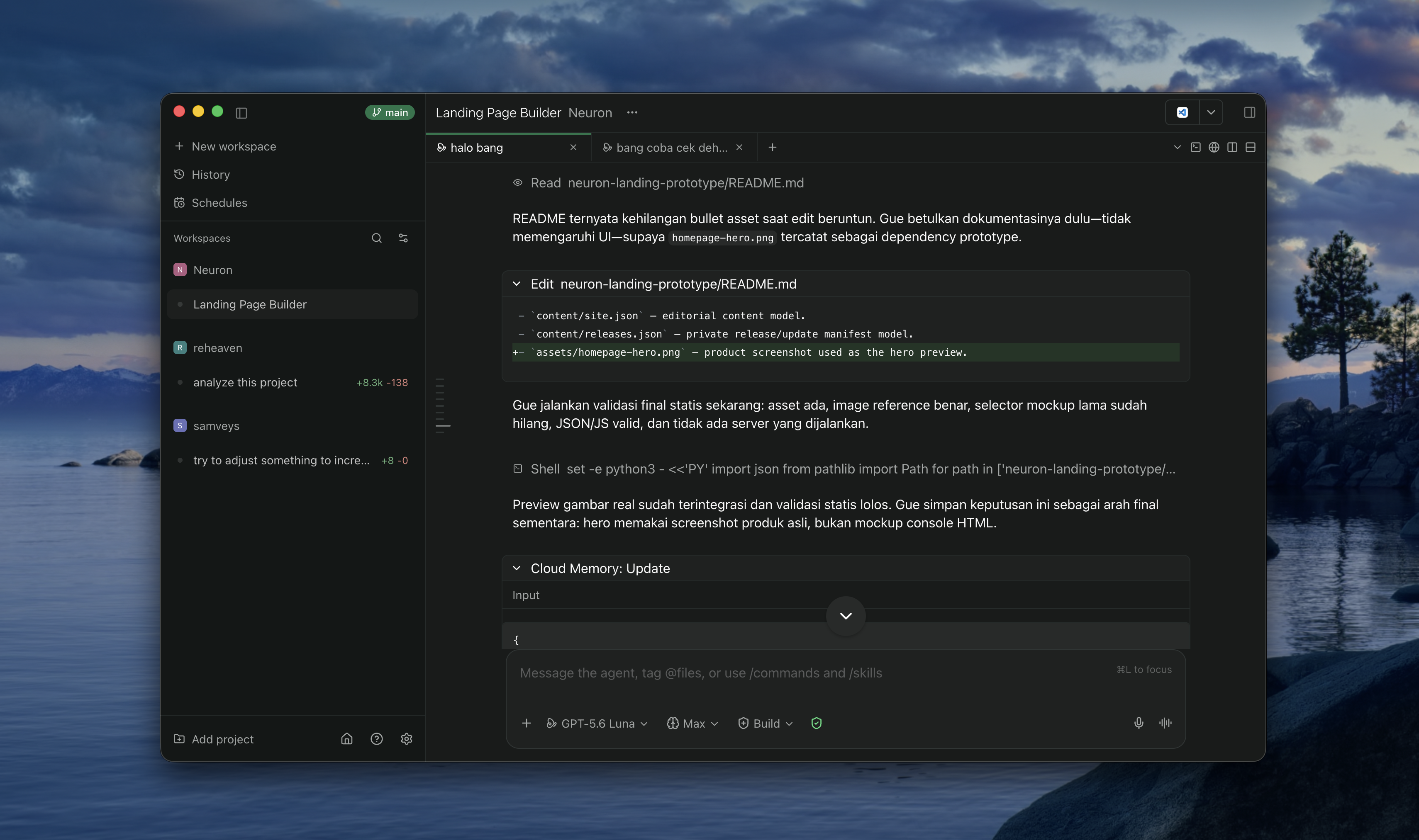 Neuron desktop workspace
